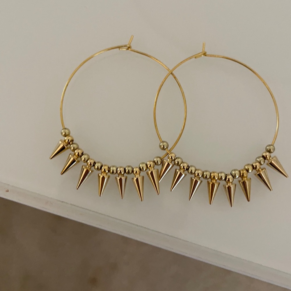 Gold Spike Dangle Earrings